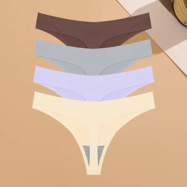 Seamless Ice Silk Underwear Panties 4PCS Stretchy Breathable Bikini - SET 9 / S / 4pcs