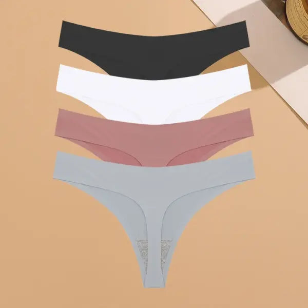 Seamless Ice Silk Underwear Panties 4PCS Stretchy Breathable Bikini - SET 4 / XL / 4pcs