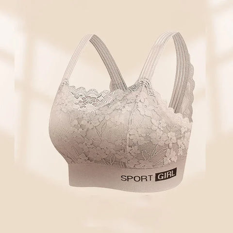 Seamless Lace Bra for Women – Large Size Comfort Sleep & Sports Tube Top - Khaki / L 55-70kg