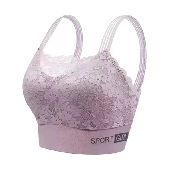 Seamless Lace Plus Size Bra – Comfortable Beauty Back Tube Top - lavender / L 55-65kg