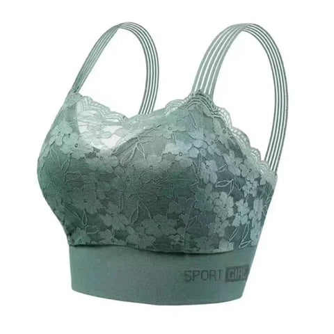 Seamless Lace Plus Size Bra – Comfortable Beauty Back Tube Top - green / XL 65-80kg