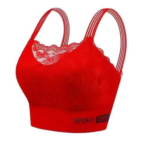 Seamless Lace Plus Size Bra – Comfortable Beauty Back Tube Top - red / M 40-55kg