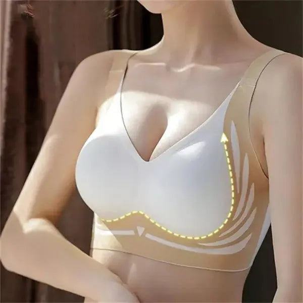 Seamless Ladies Underwear V-neck No Steel Ring Small Chest Gathered Adjustable Comfortable Thin Top Bra Breathable