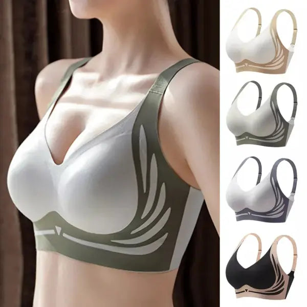 Seamless Ladies Underwear V-neck No Steel Ring Small Chest Gathered Adjustable Comfortable Thin Top Bra Breathable