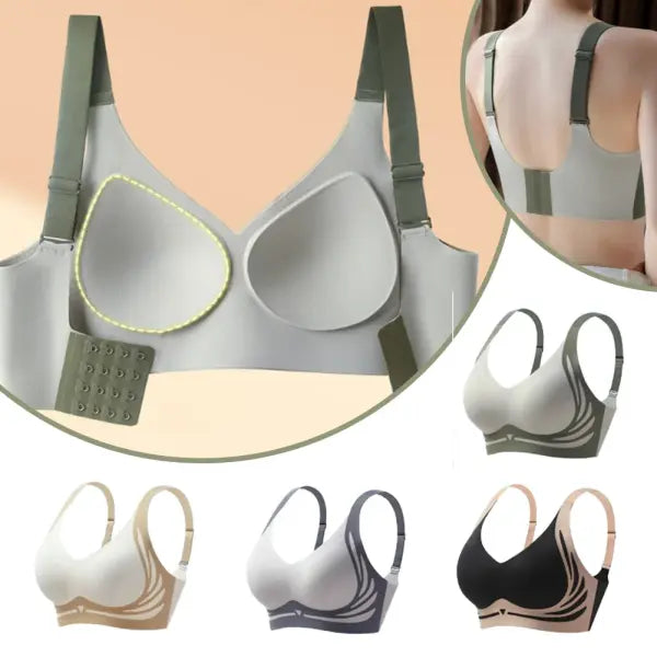 Seamless Ladies Underwear V-neck No Steel Ring Small Chest Gathered Adjustable Comfortable Thin Top Bra Breathable