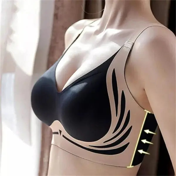 Seamless Ladies Underwear V-neck No Steel Ring Small Chest Gathered Adjustable Comfortable Thin Top Bra Breathable