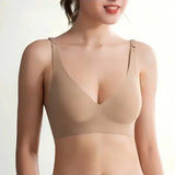 Seamless Mold Cup Push-Up Bra S-3XL Comfortable V-neck Bralette