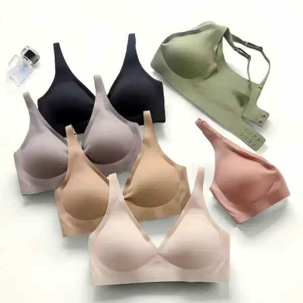 Seamless Mold Cup Push-Up Bra S-3XL Comfortable V-neck Bralette