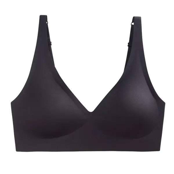 Seamless Mold Cup Push-Up Bra S-3XL Comfortable V-neck Bralette - black / One Size / XXXL
