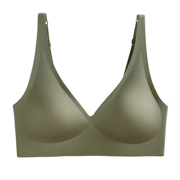 Seamless Mold Cup Push-Up Bra S-3XL Comfortable V-neck Bralette - green / One Size / S