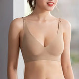 Seamless Mold Cup Wireless Bras 2-Pack Soft Padded Deep V Lingerie