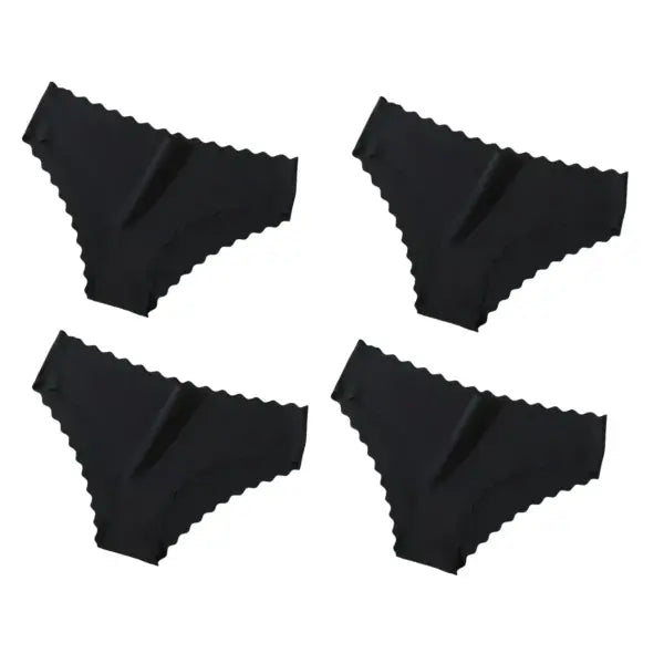 Seamless Panties 4Pcs Ice Silk XS-XL Set Scalloped Edge No Show Lingerie - 4B / XS（old） / 4PCS