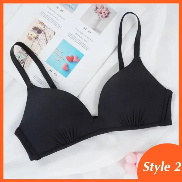 Seamless Push-Up Bras: Wire-Free A B Cup Sexy Bralette - style 2 black / B / 75