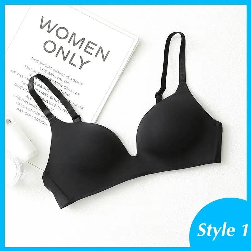 Seamless Push-Up Bras: Wire-Free A B Cup Sexy Bralette - style 1 black / A / 70