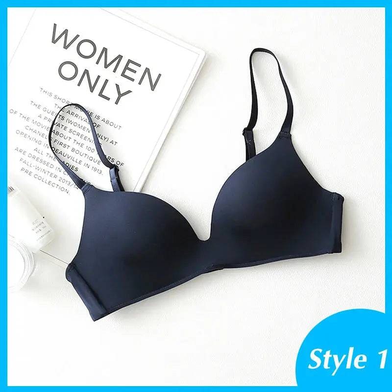 Seamless Push-Up Bras: Wire-Free A B Cup Sexy Bralette - style 1 blue / A / 70