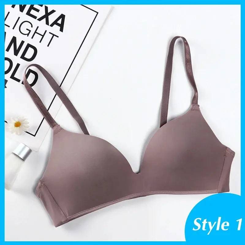 Seamless Push-Up Bras: Wire-Free A B Cup Sexy Bralette - style 1 coffee / B / 80