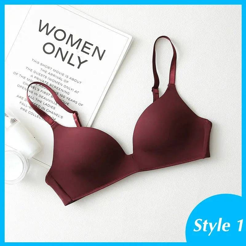 Seamless Push-Up Bras: Wire-Free A B Cup Sexy Bralette - style 1 Wine red / A / 70