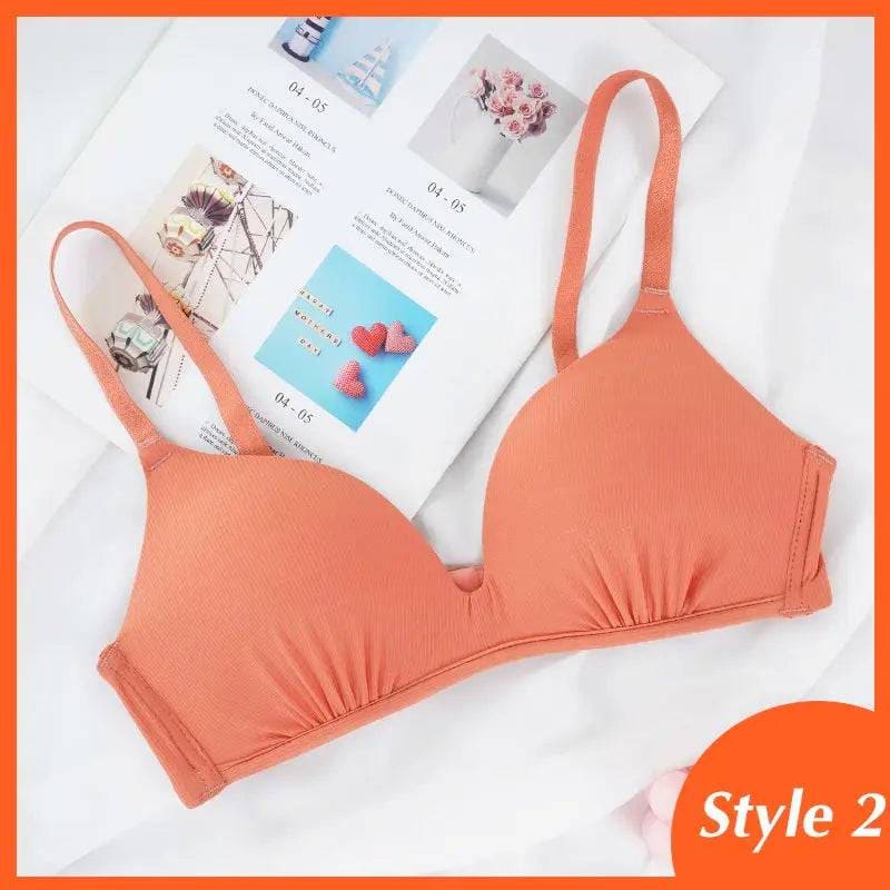 Seamless Push-Up Bras: Wire-Free A B Cup Sexy Bralette - style 2 orange / B / 75