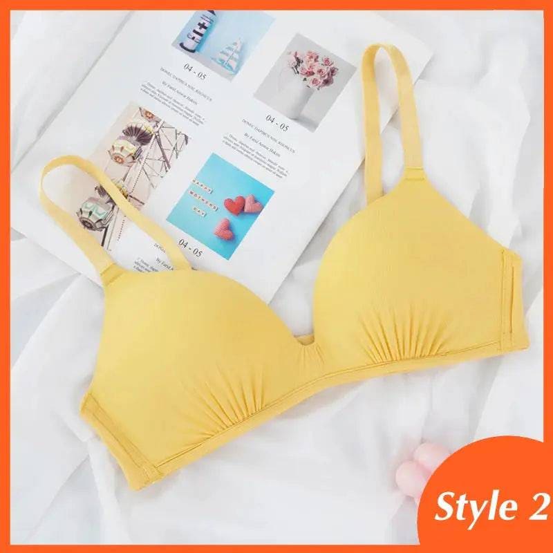 Seamless Push-Up Bras: Wire-Free A B Cup Sexy Bralette - style 2 yellow / B / 70