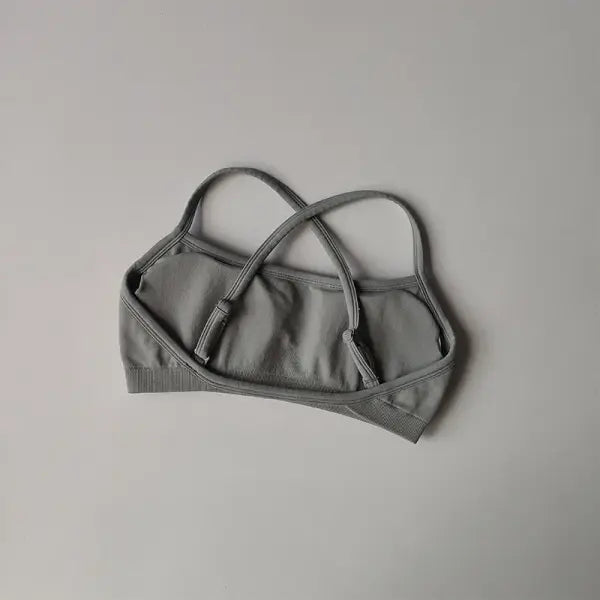 Seamless Sports Bra Shockproof Back Yoga Crop Top Fitness Style - LigthGrey / M