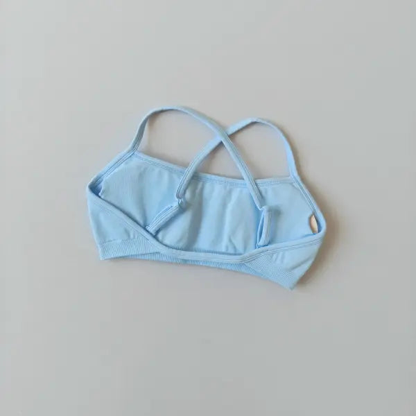 Seamless Sports Bra Shockproof Back Yoga Crop Top Fitness Style - LightBlue / S