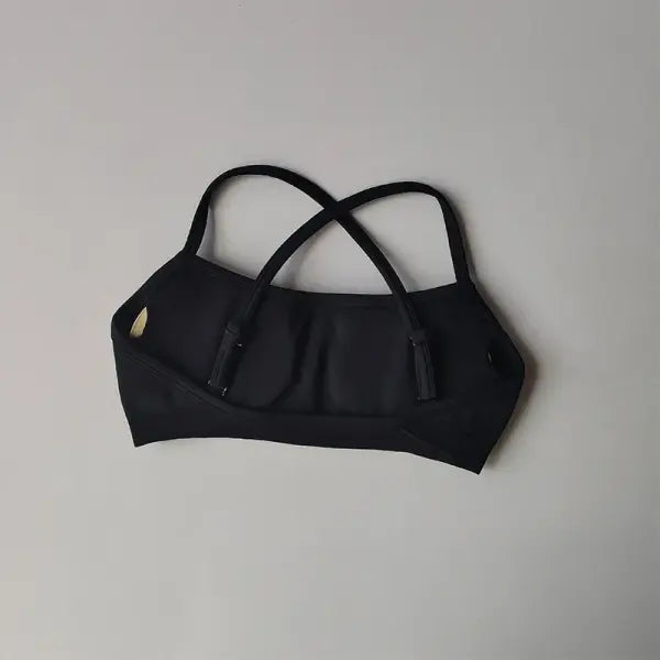 Seamless Sports Bra Shockproof Back Yoga Crop Top Fitness Style - Black / L