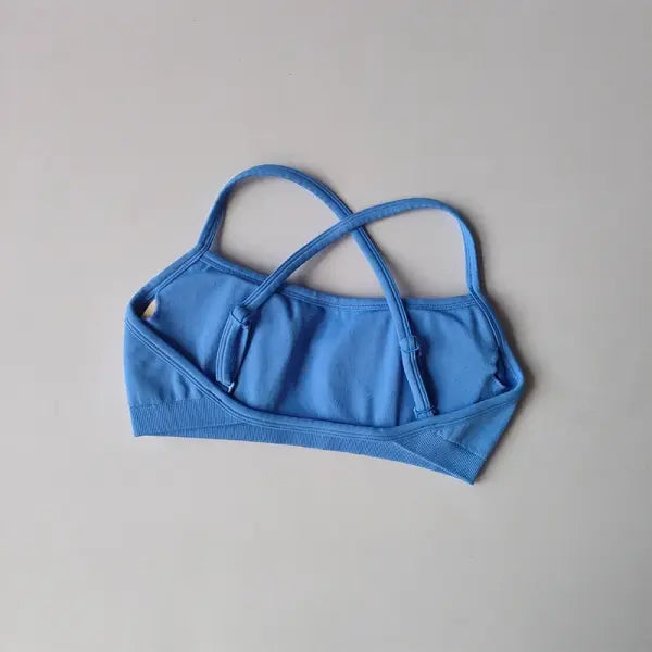 Seamless Sports Bra Shockproof Back Yoga Crop Top Fitness Style - Blue / M