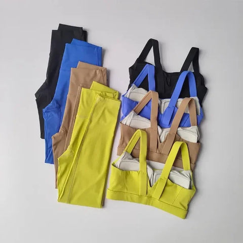 Seamless Yoga Set for Women – Sports Bra & High Waist Leggings