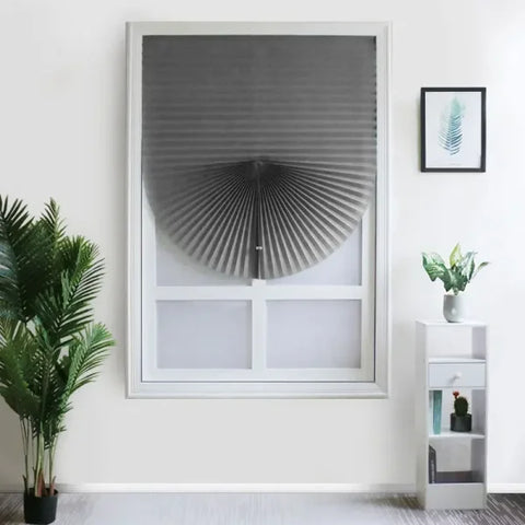 Self-Adhesive Pleated Blinds - Nonwoven Folding Half Window Shades - F / 60X150cm