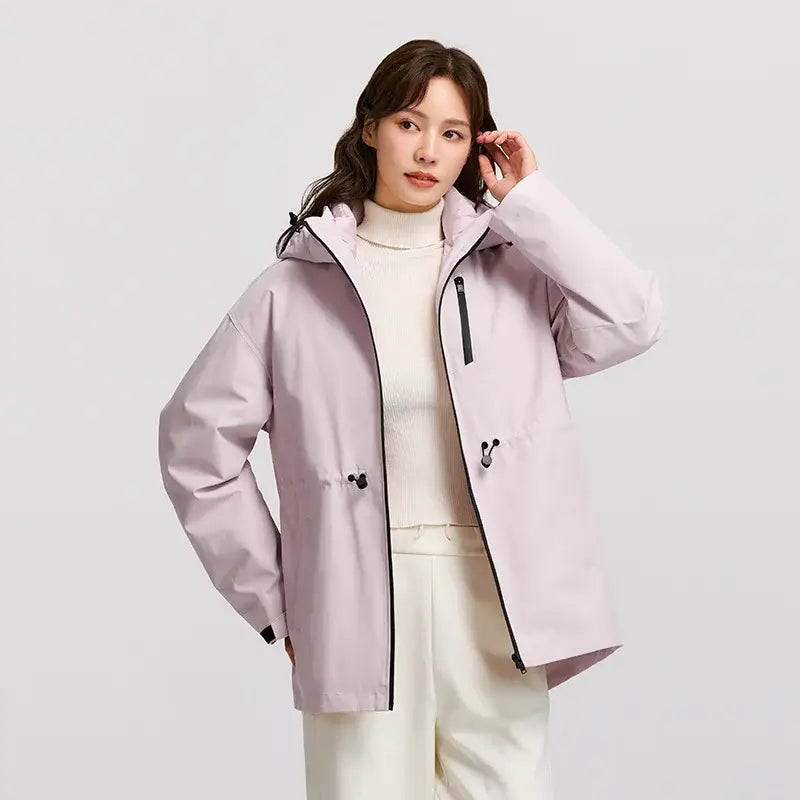 White Duck Winter Coat Two Piece Waterproof Jacket - Pink / XXL / China Mainland