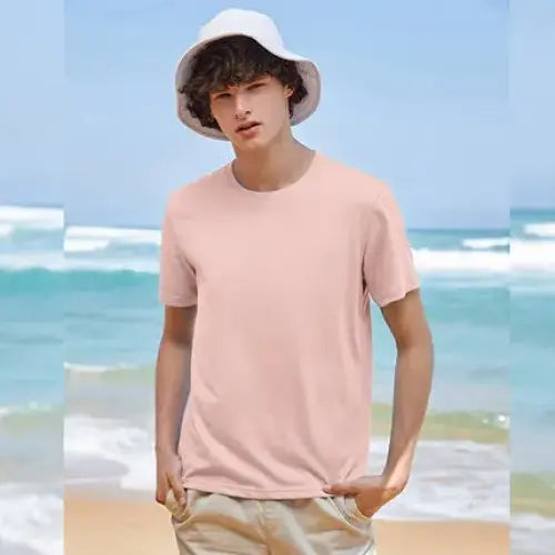 Cotton casual t-shirt with stretch o neck tops - pick / XL