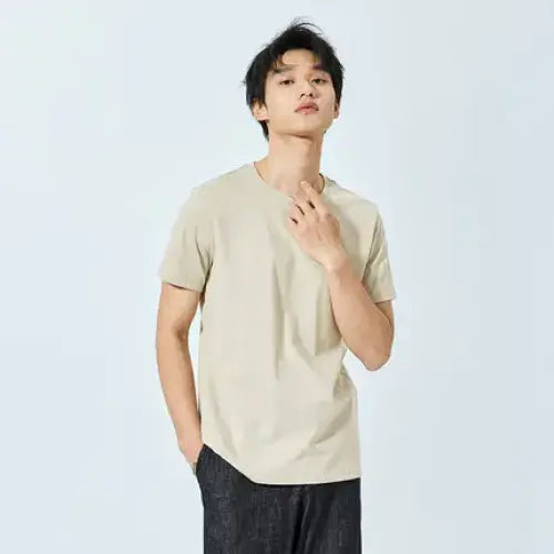 Cotton casual t-shirt with stretch o neck tops - shaka / XL
