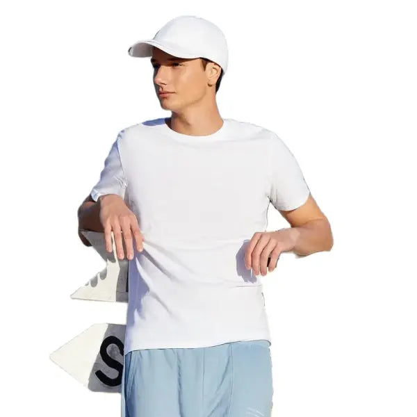 Cotton casual t-shirt with stretch o neck tops