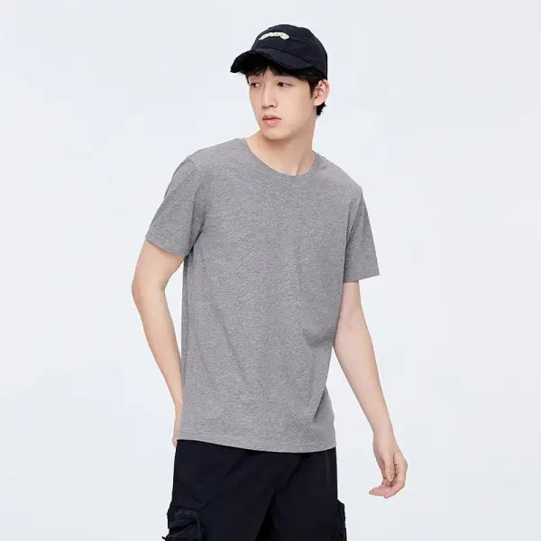 Cotton casual t-shirt with stretch o neck tops - deep grey 02 / 4XL
