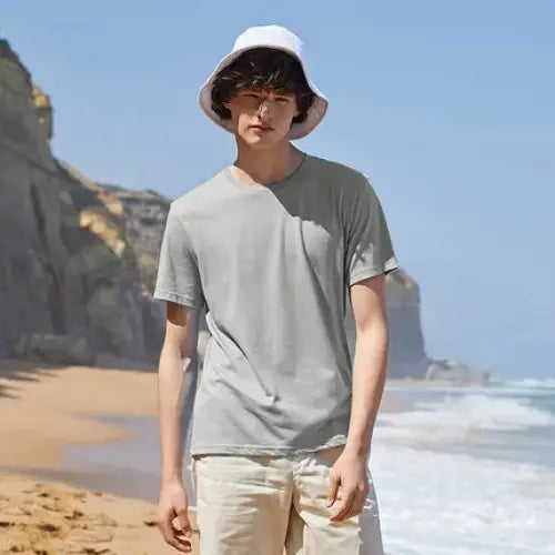 Cotton casual t-shirt with stretch o neck tops - Special deep grey / M