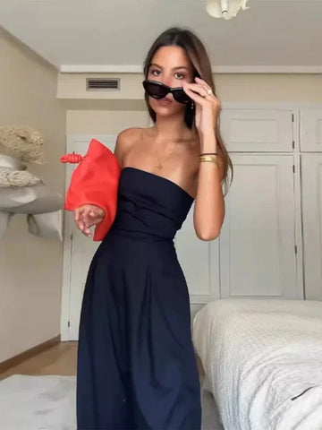 Sexy Backless Off-Shoulder Jumpsuit – Women’s Wide Leg Outfit