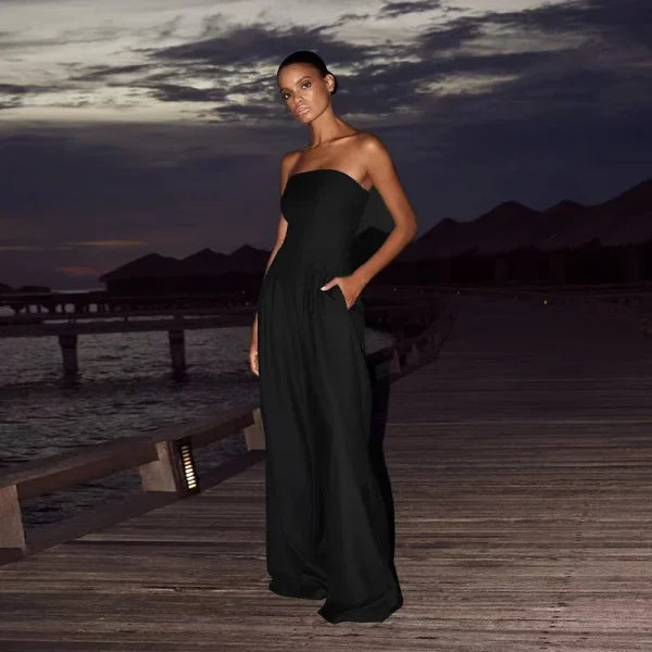 Sexy Backless Off-Shoulder Jumpsuit – Women’s Wide Leg Outfit - black / S
