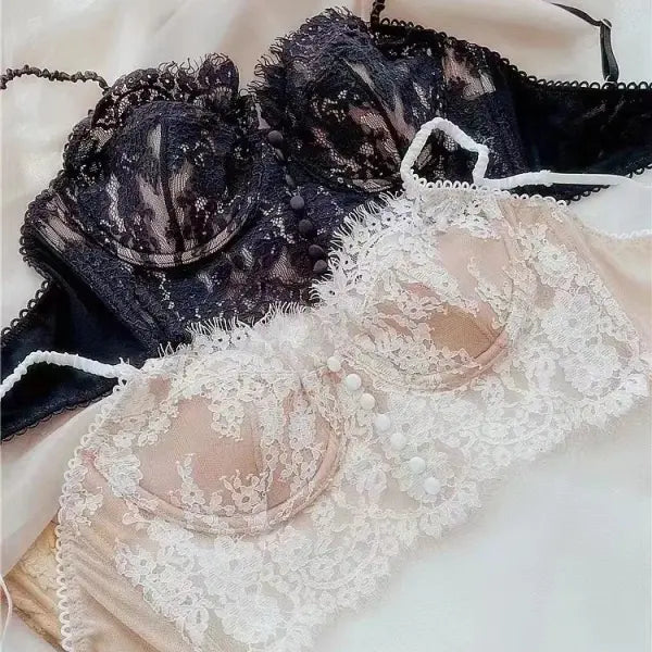 Sexy lace French new strappy bra backless underwear women’s retro thin vest bra