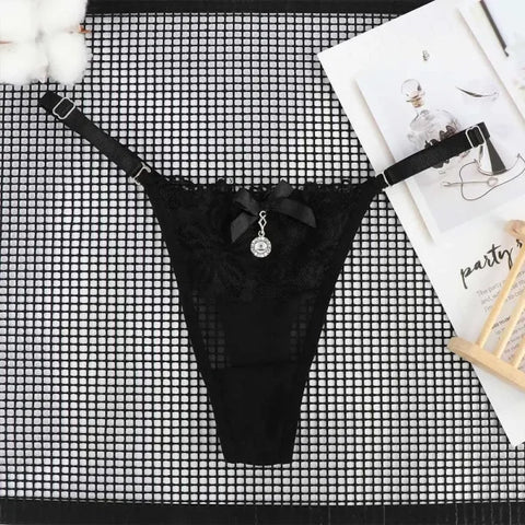 Sexy Lace Pearl Thong – Women’s Adjustable Embroidered Lingerie - Himpall