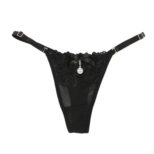 Sexy Lace Pearl Thong – Women’s Adjustable Embroidered Lingerie - Himpall