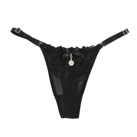 Sexy Lace Pearl Thong – Women’s Adjustable Embroidered Lingerie - Himpall