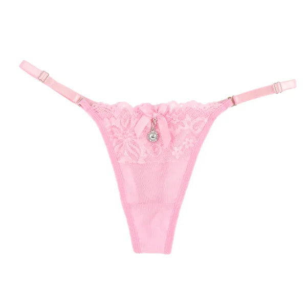 Sexy Lace Pearl Thong – Women’s Adjustable Embroidered Lingerie - Himpall