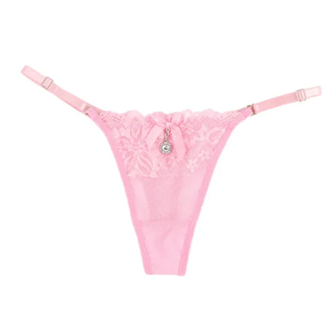 Sexy Lace Pearl Thong – Women’s Adjustable Embroidered Lingerie - Himpall