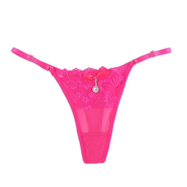 Sexy Lace Pearl Thong – Women’s Adjustable Embroidered Lingerie - Himpall