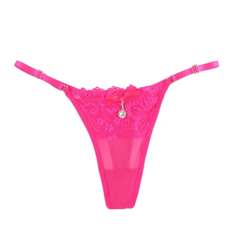 Sexy Lace Pearl Thong – Women’s Adjustable Embroidered Lingerie - Himpall