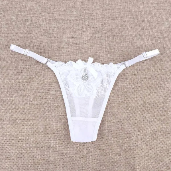 Sexy Lace Pearl Thong – Women’s Adjustable Embroidered Lingerie - Himpall
