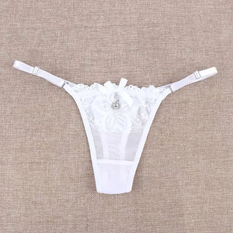 Sexy Lace Pearl Thong – Women’s Adjustable Embroidered Lingerie - Himpall