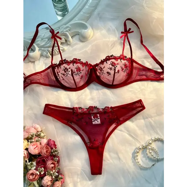 Sexy Lingerie Women Thin Transparent Lace See Through Female Erotic Underwear Bra And Panty Set Sleepwear Suit