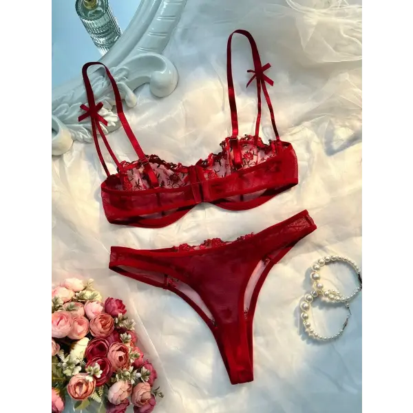 Sexy Lingerie Women Thin Transparent Lace See Through Female Erotic Underwear Bra And Panty Set Sleepwear Suit