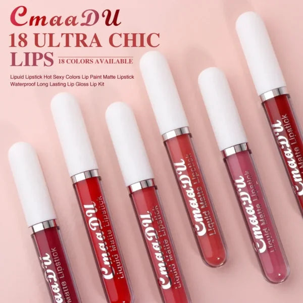 Sexy Long-Lasting Velvet Matte Lip Gloss – Liquid Lipstick for Women, Nonstick Cup, Waterproof Red Lip Makeup - Himpall